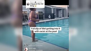 Nasty Karen Pulls the Race Card When Asked to Stop Filming her Butt in front of Children Swimming.