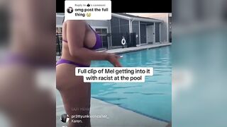 Nasty Karen Pulls the Race Card When Asked to Stop Filming her Butt in front of Children Swimming.