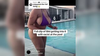 Nasty Karen Pulls the Race Card When Asked to Stop Filming her Butt in front of Children Swimming.