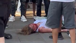 White Girl is Kicked in the Face by Guy during Manchester Fight
