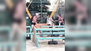 Big Bald Man goes Berzerk started a bloody fight over GF's revealing swimsuit