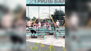 Big Bald Man goes Berzerk started a bloody fight over GF's revealing swimsuit