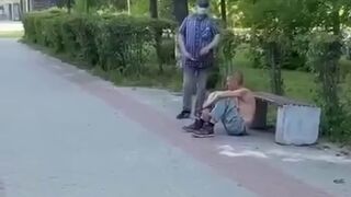 Teenagers Shoot a Homeless Man with a Flare Gun. hooliganism