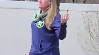 Eight month anniversary of her neighbor hating her Trump signs so woman turns it up!