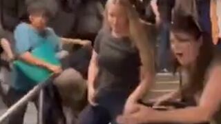 Black Man attacks White man holding his Baby and Finds out