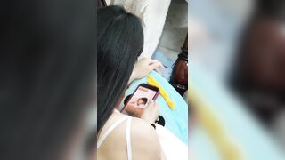 Women as bad as Men. This girl is Studying this Video like she's a Graduate Student