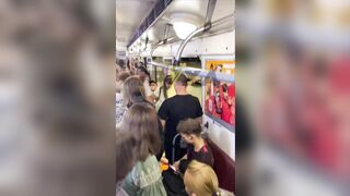 Woman Yells "Glory to Russian" on a train in Kyiv, Ukraine