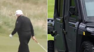 Trump Spotted Playing Golf in an Armor Plated Golf Cart... Golf Force One!!!