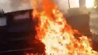 Woman accidentally Livestreams a Biker Crashing into Truck and Burning (Texas)