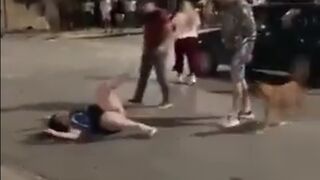 Big Woman Kicks a Man's Truck and Finds out Quick