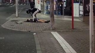 Japanese girl punches dude and gets taught a lesson