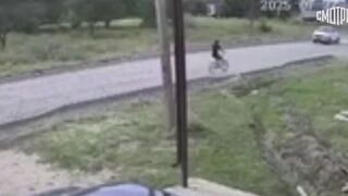Poor kid on bicycle meets a Strange Ending