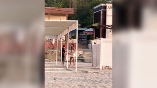 Man runs from his Big Brunette Girlfriend