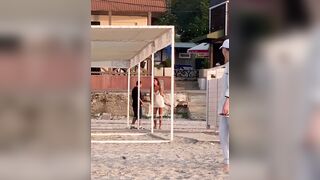 Man runs from his Big Brunette Girlfriend