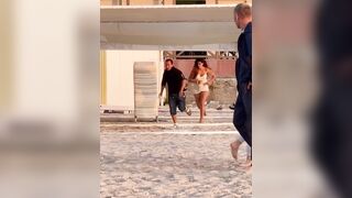 Man runs from his Big Brunette Girlfriend