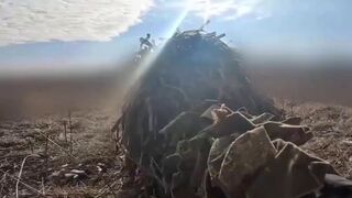 Russian sniper kills two Ukrainian soldiers with one bullet.