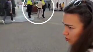 the exact moment a second generation immigrant randomly stabbed Irish police officer