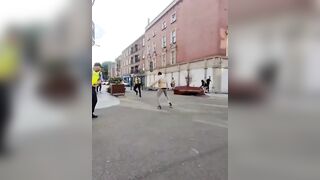 the exact moment a second generation immigrant randomly stabbed Irish police officer