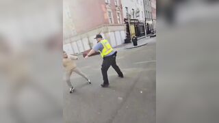 the exact moment a second generation immigrant randomly stabbed Irish police officer