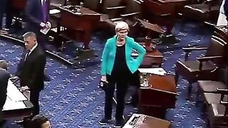 Down Goes Warren... Anti Crypto Woke Senator Elizabeth Warren Falls on Senate Floor.