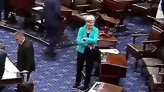 Down Goes Warren... Anti Crypto Woke Senator Elizabeth Warren Falls on Senate Floor.