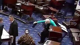 Down Goes Warren... Anti Crypto Woke Senator Elizabeth Warren Falls on Senate Floor.