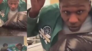 This Dummy, Shows Off His Big Stash of Contraband And Piss In His Pants..just watch