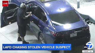 Driver stops for gas in middle of high speed police chase and still manage to escape