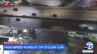 Driver stops for gas in middle of high speed police chase and still manage to escape