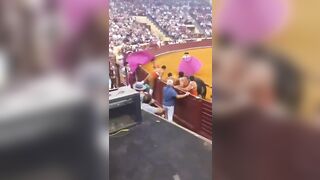 Bullfighter first time results in Death. Bull makes Bowling Pins out of these Guys