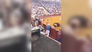 Bullfighter first time results in Death. Bull makes Bowling Pins out of these Guys