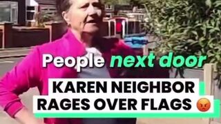 Liberal woman tears down British man’s English flags outside his home