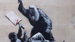 The British public taking matters into their own hand to view the controversial Banksy