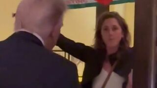 People confront Donald Trump“Free DC,free Palestine,Trump is the hitler of our time "