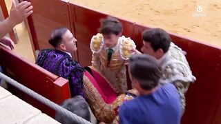 Horrific moment Portuguese matador is gored and tossed around by bull