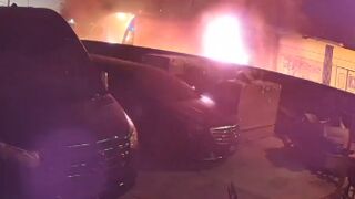 A tractor trailer and a light rail train caught fire after colliding in Phoenix