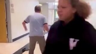 Feral usual suspect goes feral on a White student. Cuck teacher does nothing.