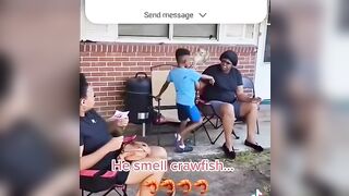 A young usual suspect smells crawfish