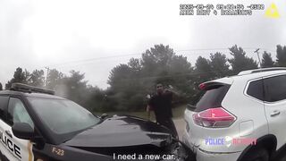 An unusually aggressive suspect rams cop car while drunk, high, and -