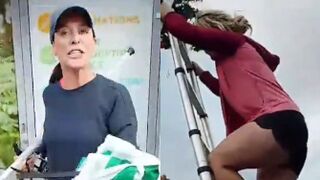 Deranged leftist of the Green Party is caught ripping down Irish flags in Dublin