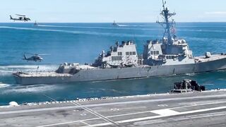 The Navy Seals perform a fast rope Demonstration