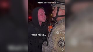 This protester gets the answer they weren’t looking for.