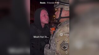 This protester gets the answer they weren’t looking for.