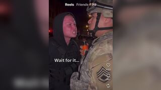 This protester gets the answer they weren’t looking for.