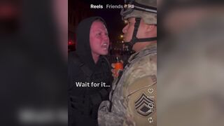 This protester gets the answer they weren’t looking for.