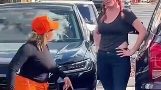 She changes her stance real quick…..