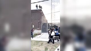 Troublemaker Disguised as a Priest Shot in The Head With A Pepper Ball..