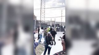 Troublemaker Disguised as a Priest Shot in The Head With A Pepper Ball..