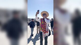 Trans Mexican has arrived to the ICE facility! Trolling the anti ICE protesters
