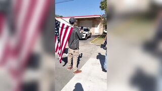 Trans Mexican has arrived to the ICE facility! Trolling the anti ICE protesters